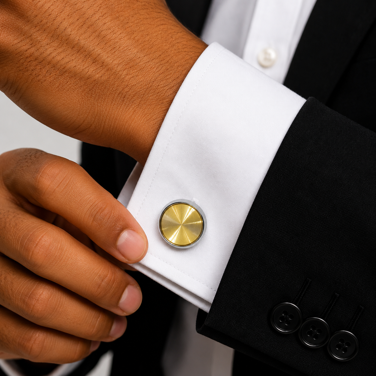 Sunburst Guilloché Two-Tone Cufflinks