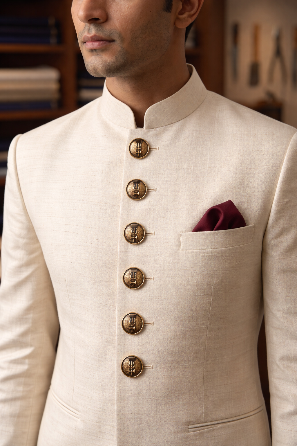 Trishul Brass Button