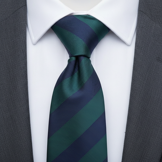 Dark Green and Navy Stripe Tie