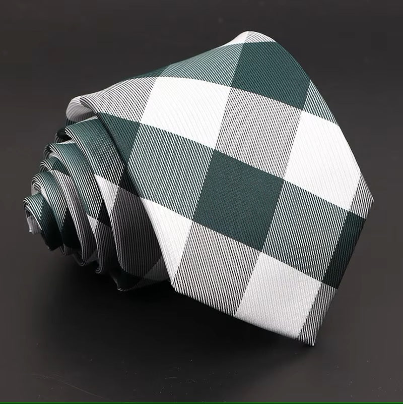 Dark Green and White Checkered Tie