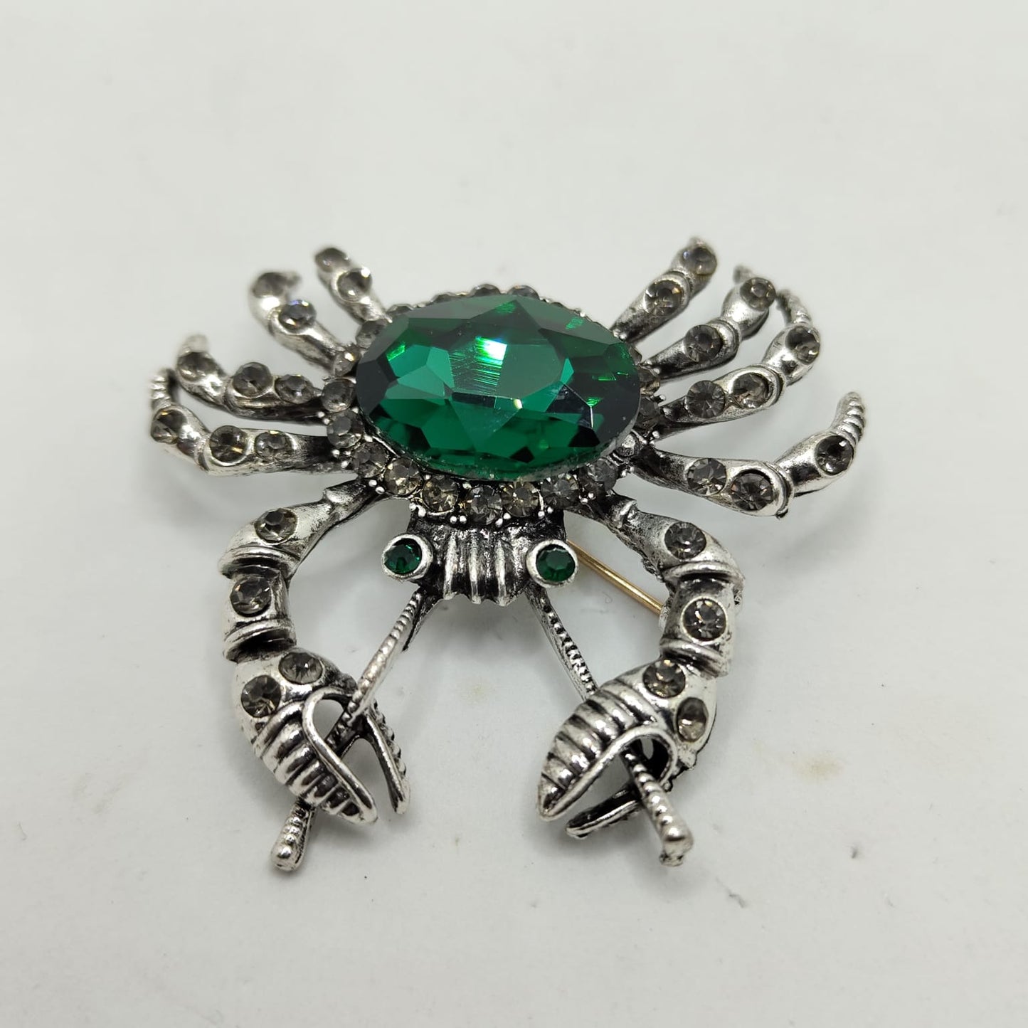 Emerald Crystal Crab Brooch