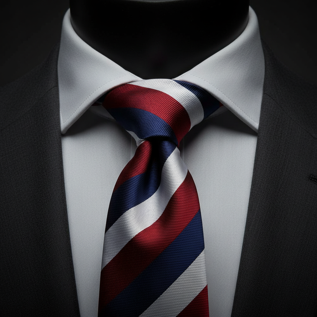8cm Red Blue Grey White Stripe Tie