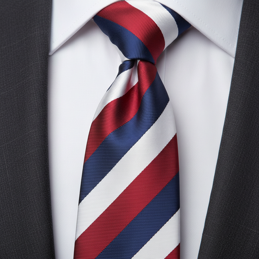 8cm Red Blue Grey White Stripe Tie