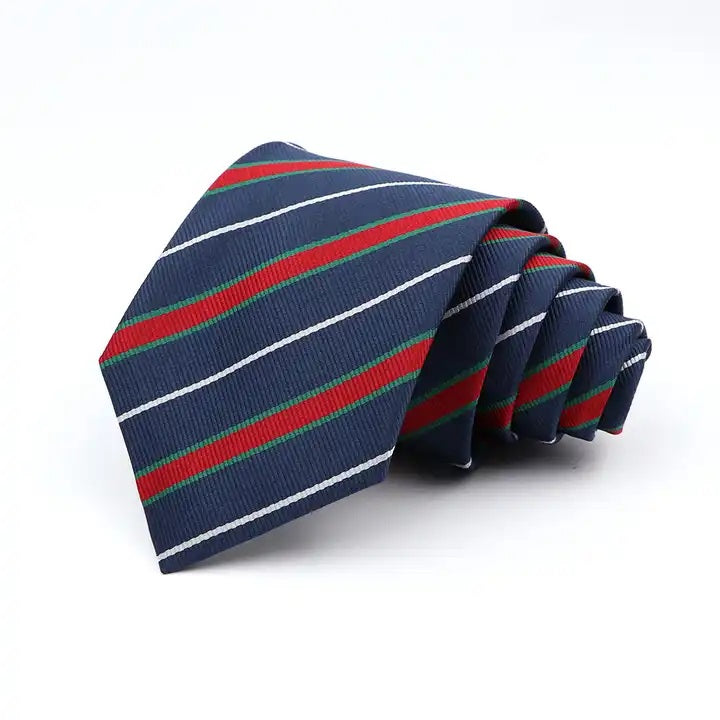 Red Green White Stripe Tie