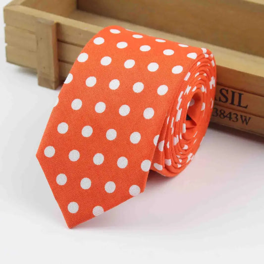 White Polka Dotted Orange Necktie