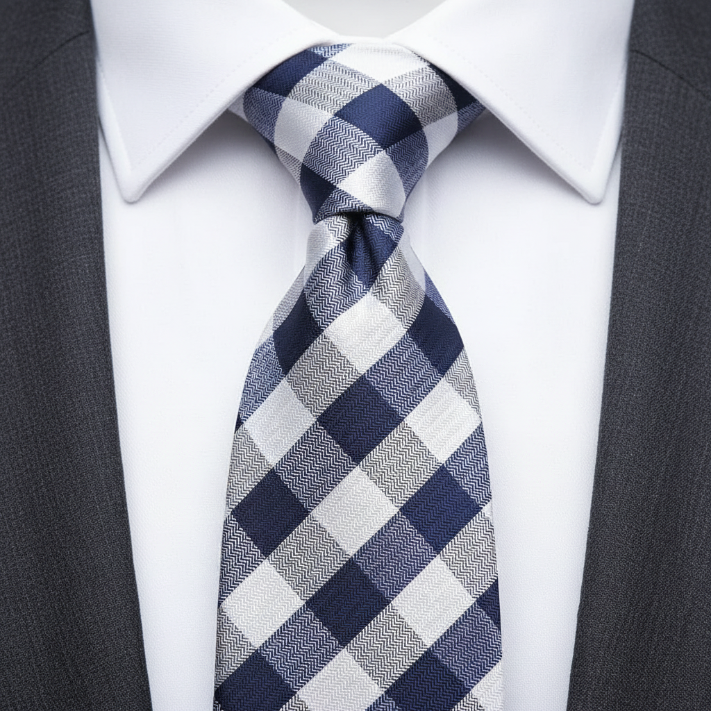 Blue Captain Check Herringbone Tie