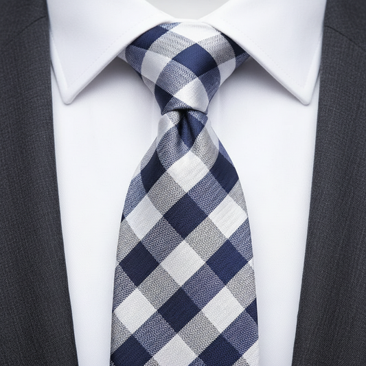 Blue Captain Check Herringbone Tie