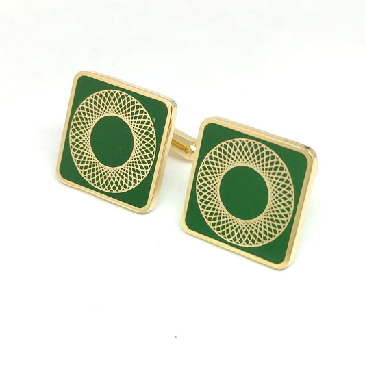 Infinity Circles Green Enamel Cufflinks