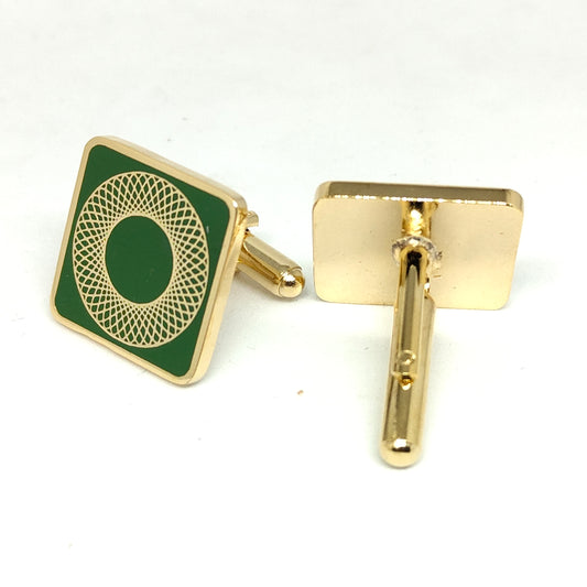 Infinity Circles Green Enamel Cufflinks