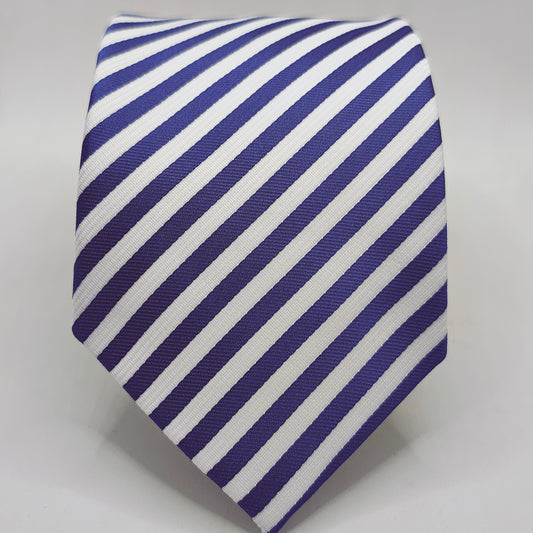 8cm Blue and White Stripe Tie