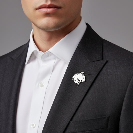 Regal Lion Crown Brooch
