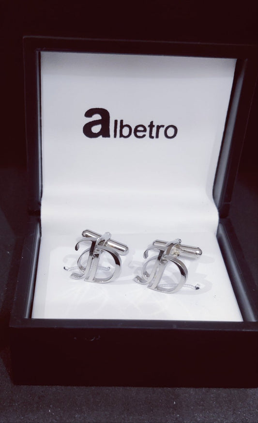JD Double initial silver cufflinks