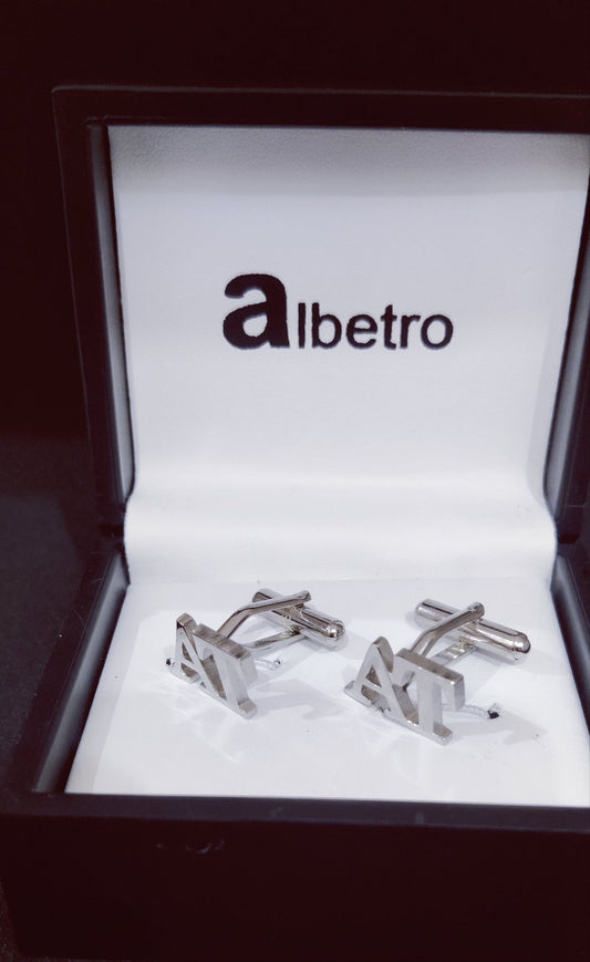 AT Double initial silver cufflinks