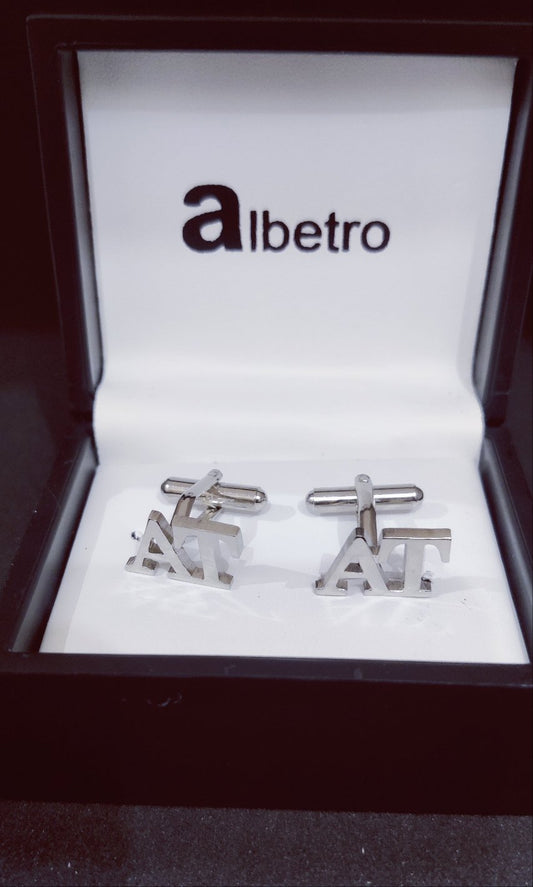 AT Double initial silver cufflinks