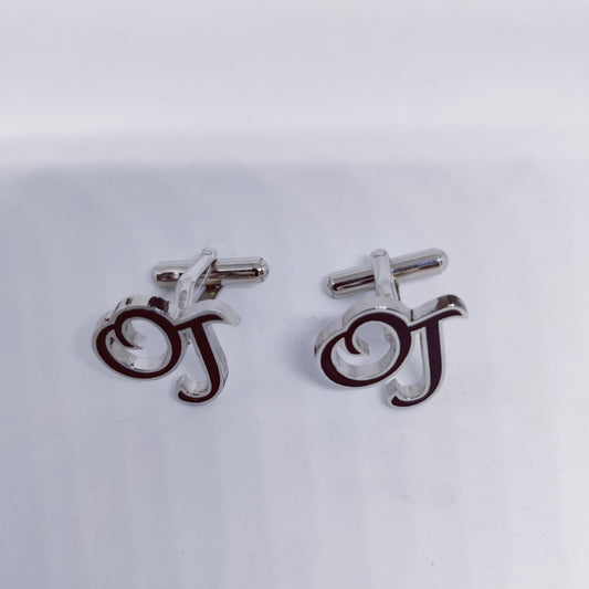 OJ double initial enamel cufflinks