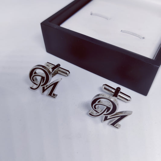 OM double initial enamel cufflinks