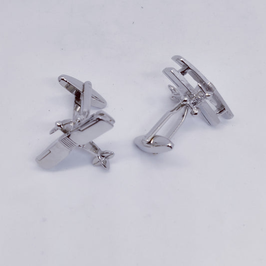 Silver Biplane Cufflinks