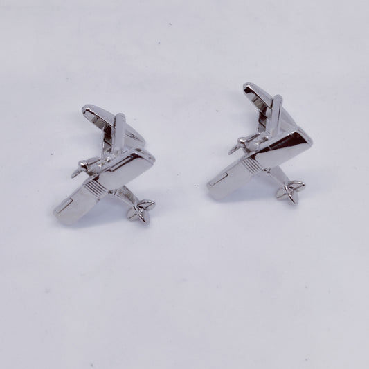 Silver Biplane Cufflinks