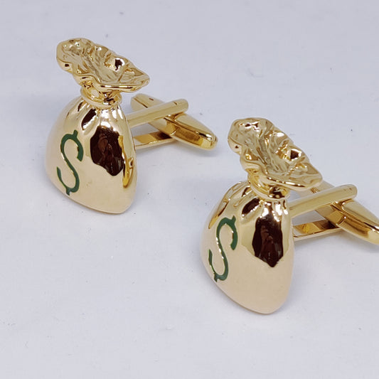 Gold Money Bag Cufflinks