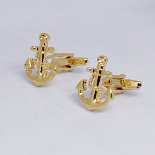 Gold Anchor Rope Cufflinks