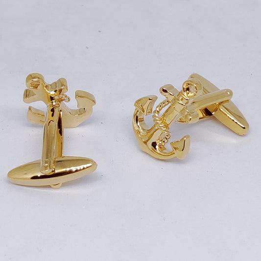 Gold Anchor Rope Cufflinks