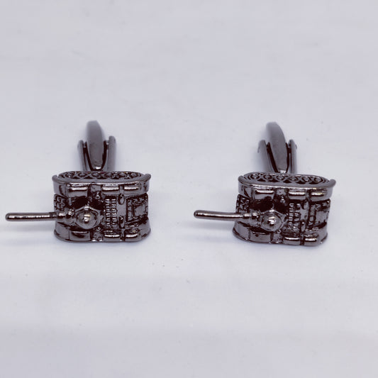 Gunmetal Army Tank Novelty Cufflinks