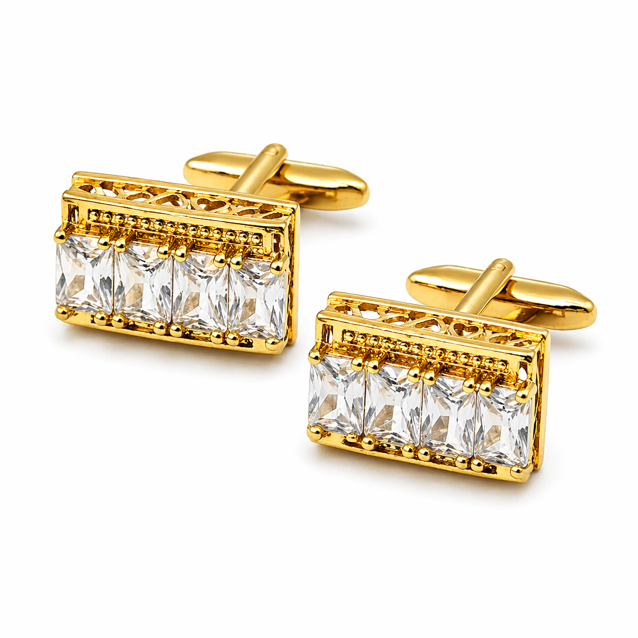 Royal Bar Crystal Gold Cufflinks