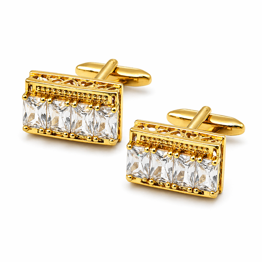 Royal Bar Crystal Gold Cufflinks