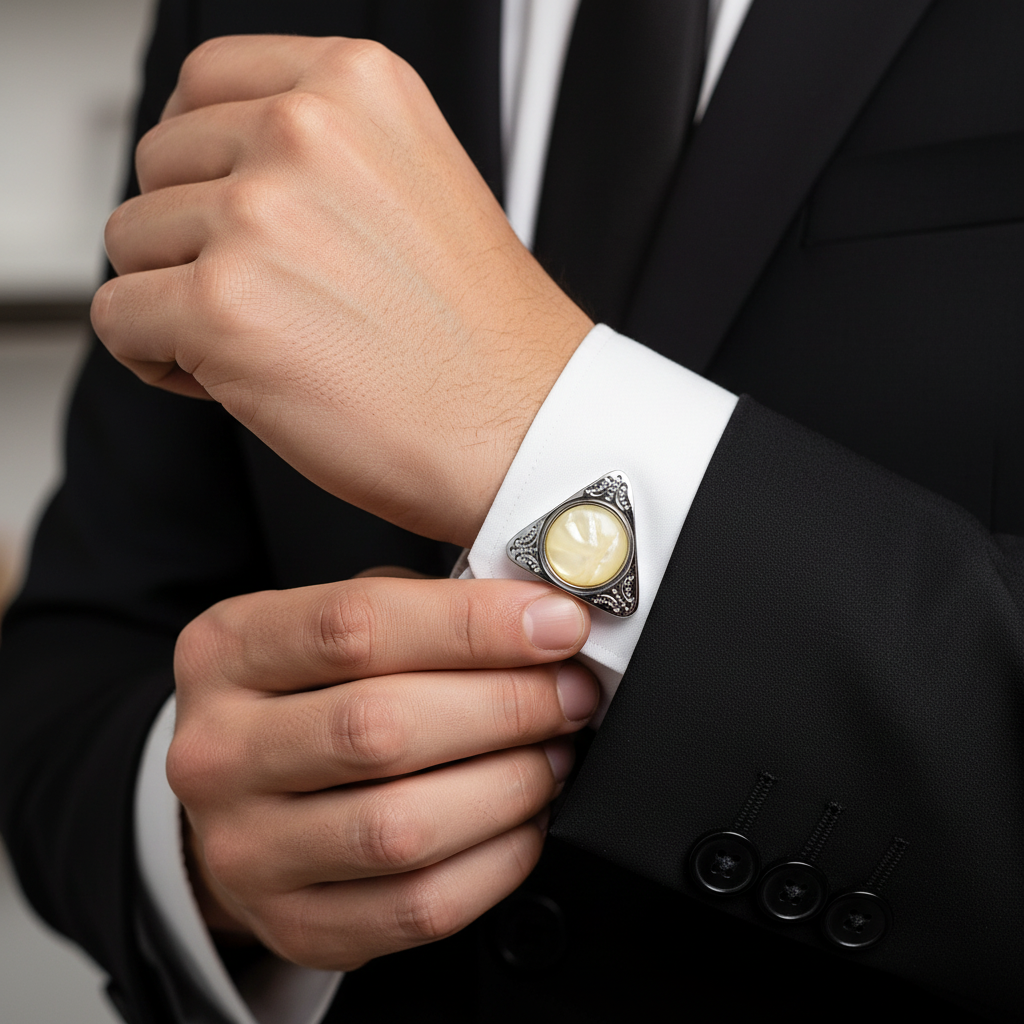 Ivory Crest Triangle Cufflinks