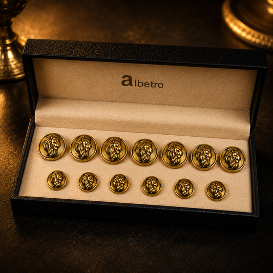 Royal Simha Brass Buttons — Antique Gold Lion Head