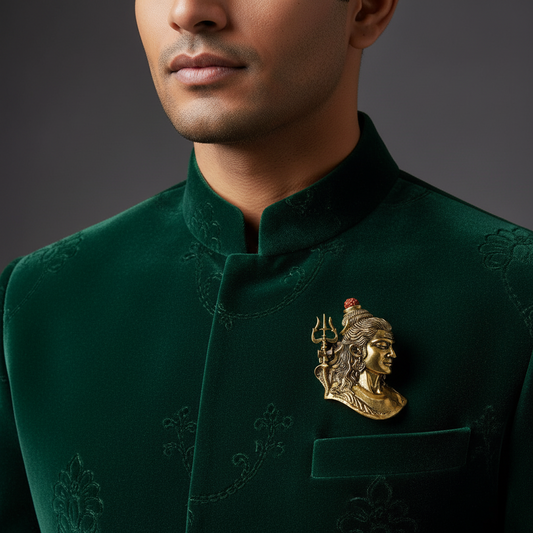 Mahadev Profile Brooch – Antique Gold Sacred Edition