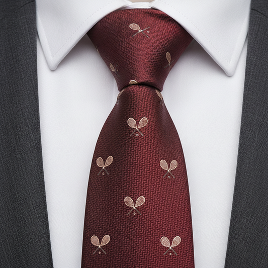 Maroon Ace Tennis Motif Tie