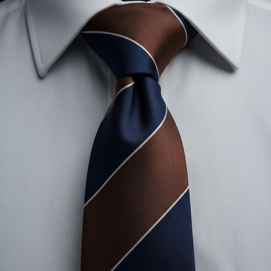 Monarch Navy & Mocha Stripe Necktie