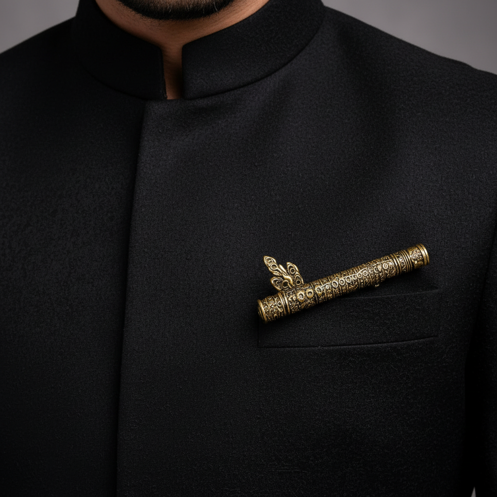 Divine Murli Heritage Brooch – Antique Gold Finish