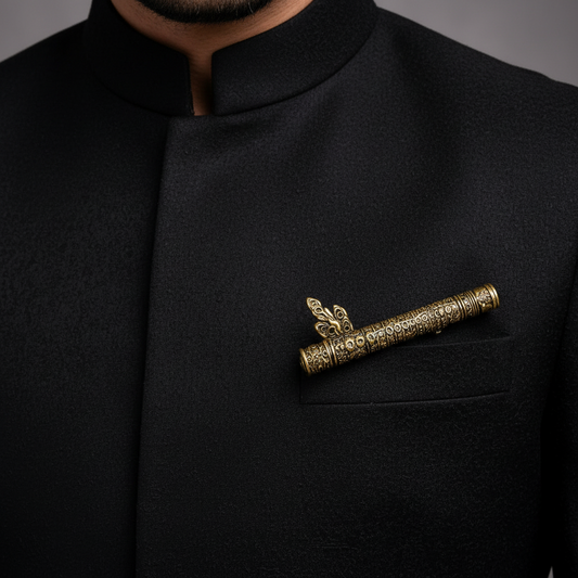Divine Murli Heritage Brooch – Antique Gold Finish