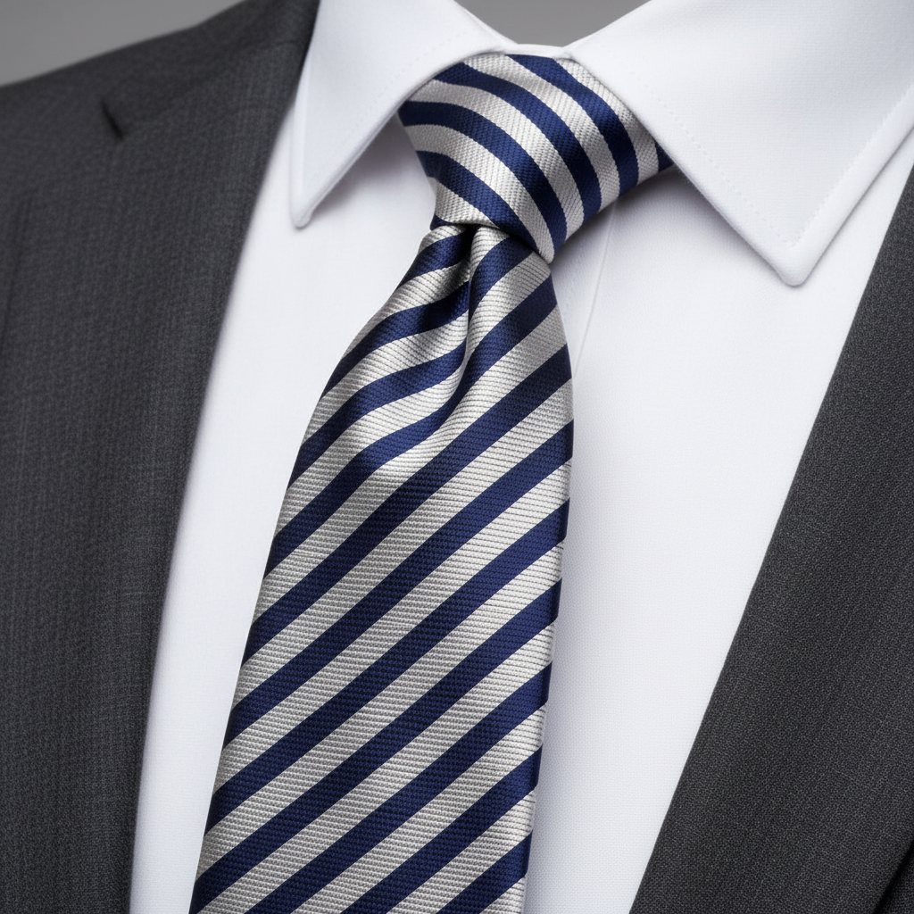 Silver & Navy Classic Formal Tie