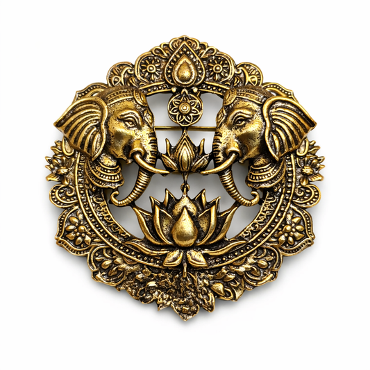 Gajalakshmi Royale Antique Gold Brooch