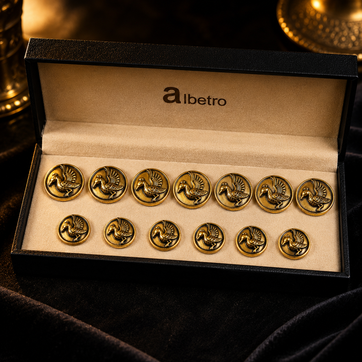 Mor Brass Buttons — Antique Gold Peacock