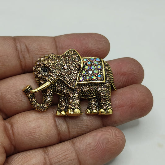 Regal Elephant Crystal Brooch