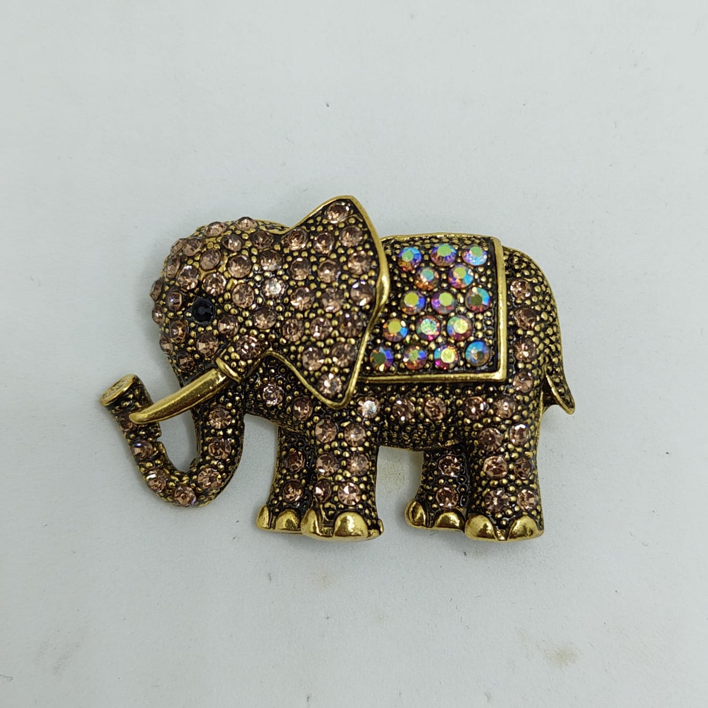 Regal Elephant Crystal Brooch