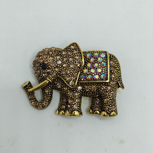 Regal Elephant Crystal Brooch