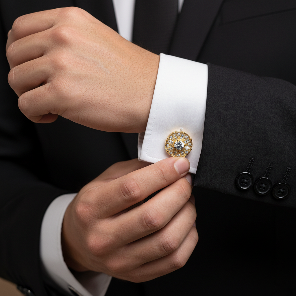 Royal Crystal Gold Cufflinks