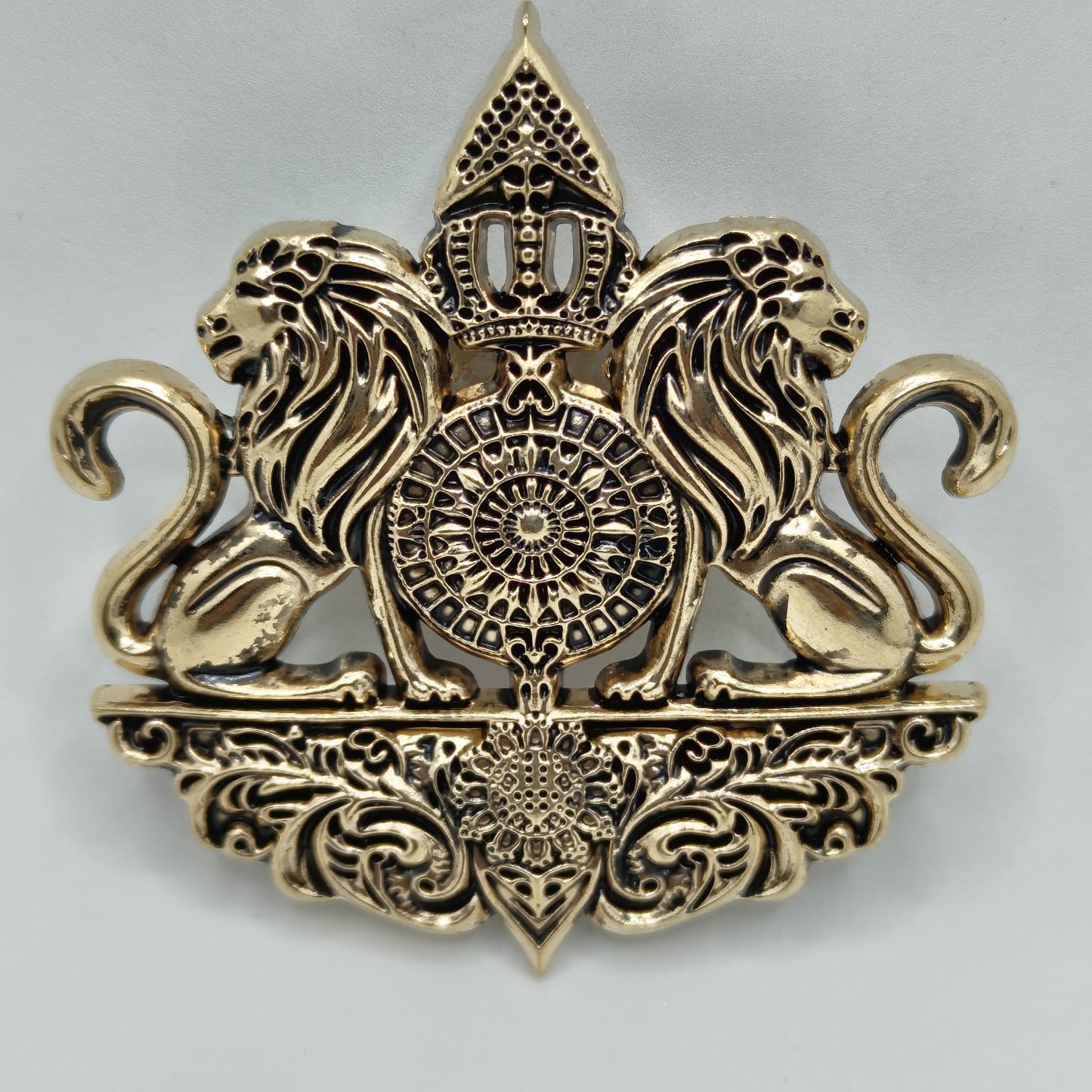 Royal Twin Lions Crest Brooch