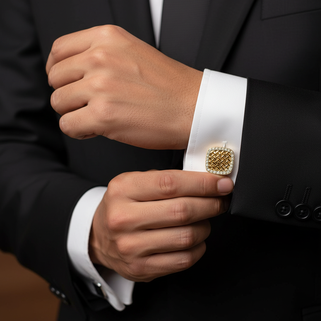 Royal Weave Gold Cufflinks