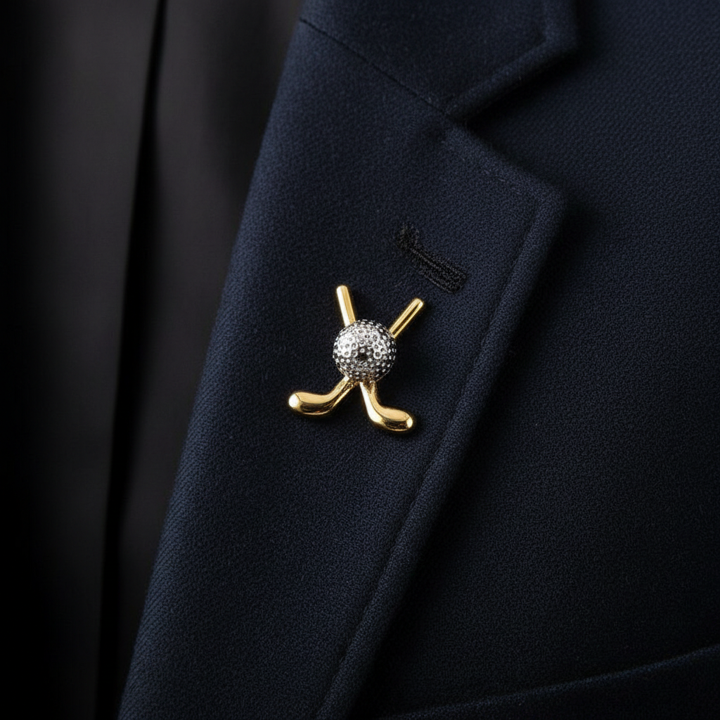 Silver- Gold Golf Ball Lapel Pin