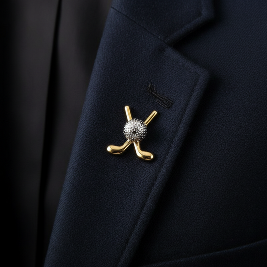 Silver- Gold Golf Ball Lapel Pin