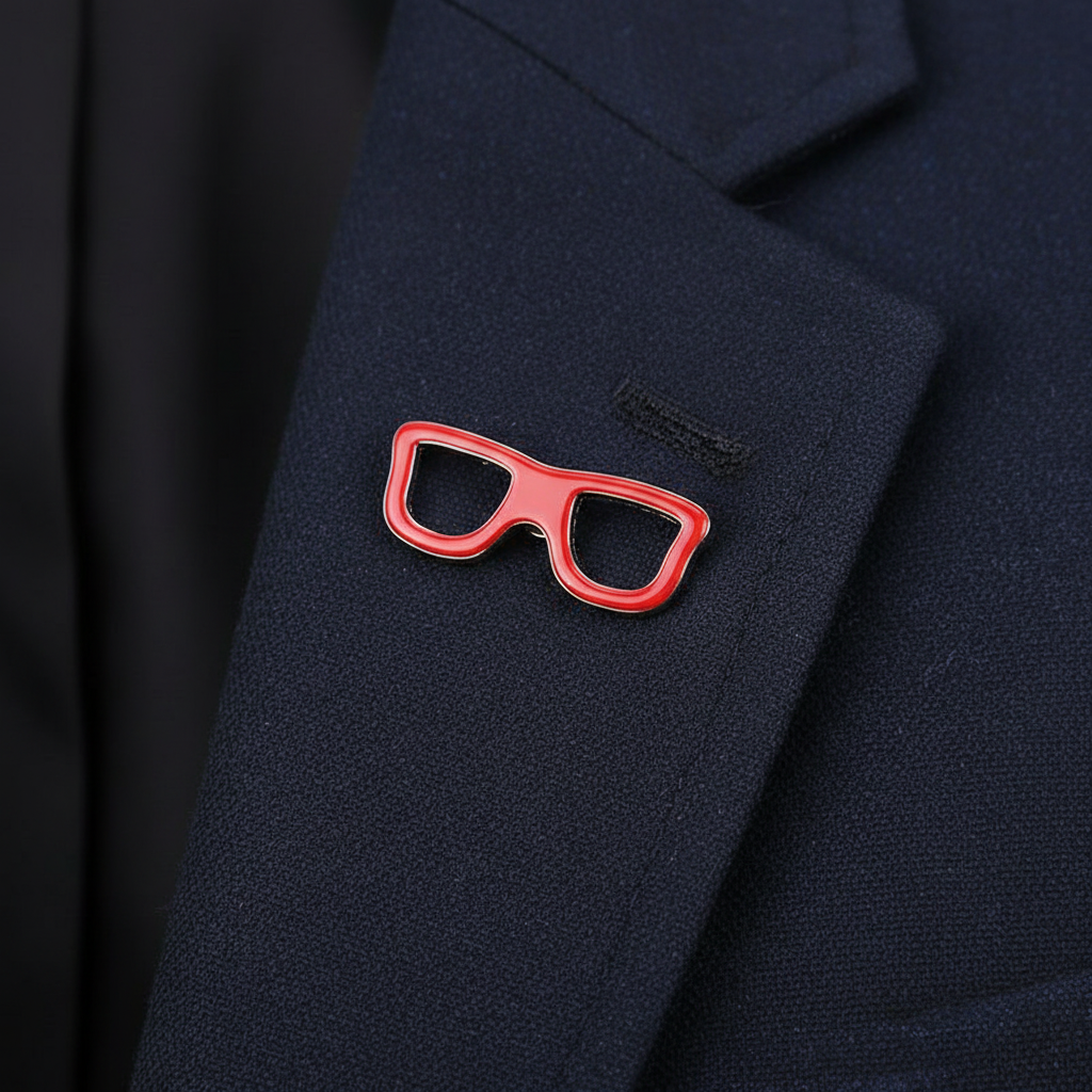 Red Eyeframe Eye Glasses Lapel Pin