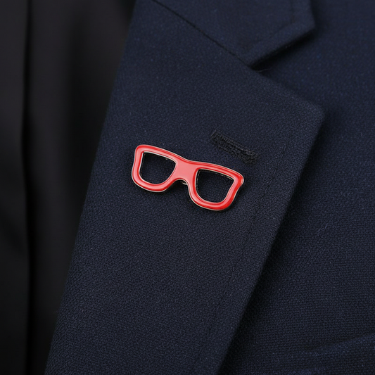 Red Eyeframe Eye Glasses Lapel Pin