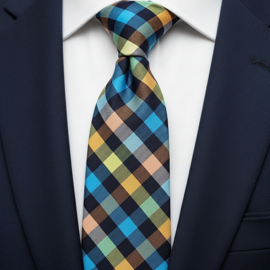 Urban Mosaic Checkered Tie  Multicolor