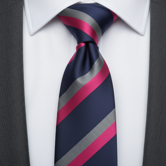 Navy Diagonal Stripe Slim Formal Tie